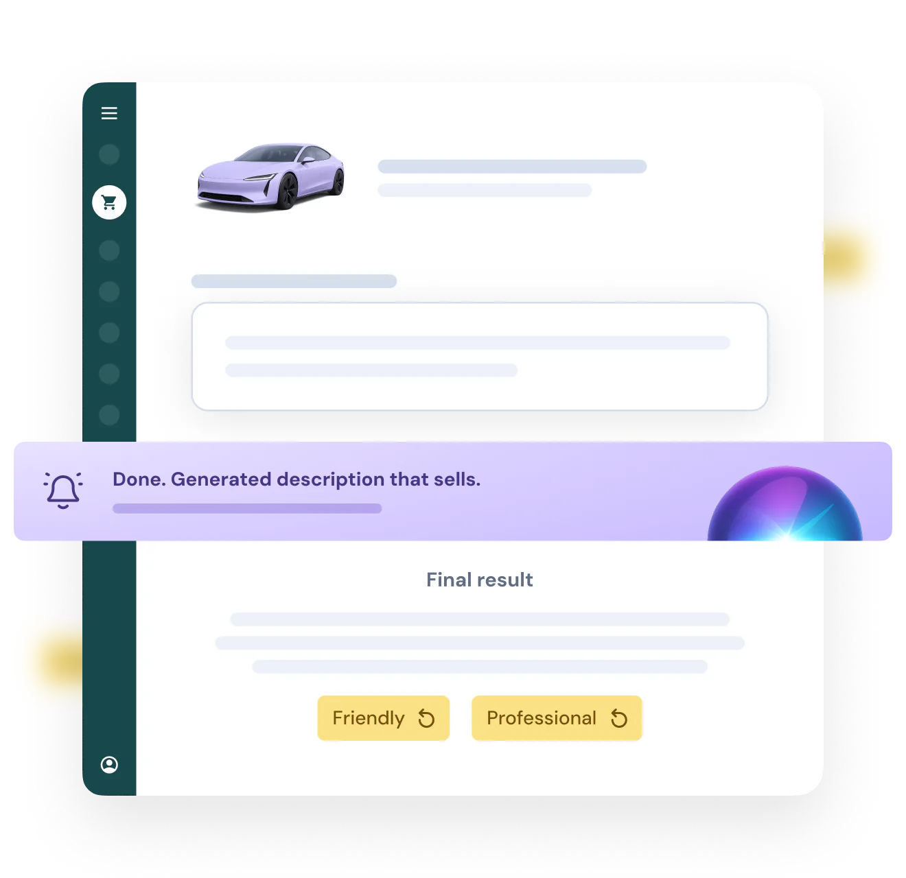 AI-dashboard voor voertuigpresentatie