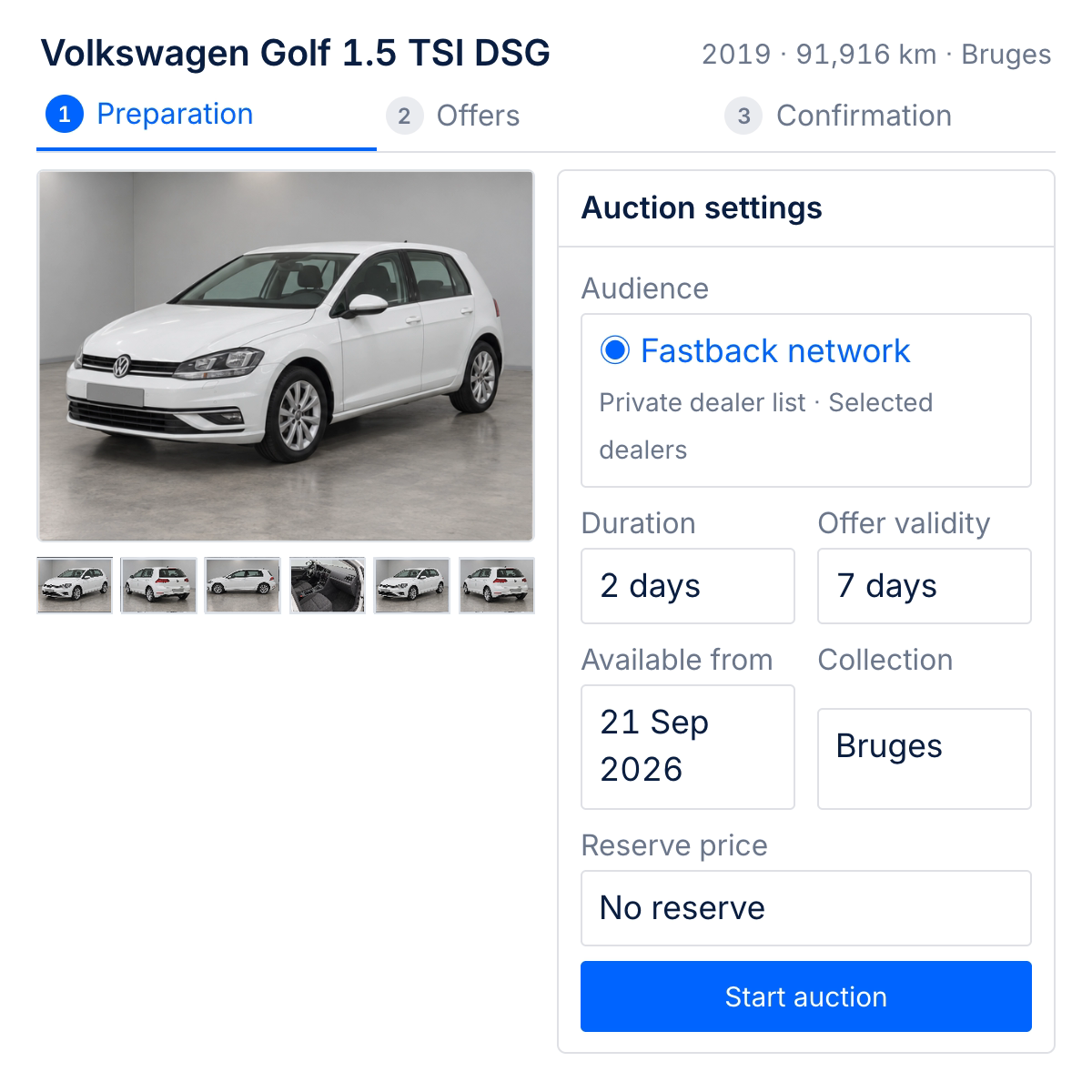 Volkswagen Golf blanche, vue source 1