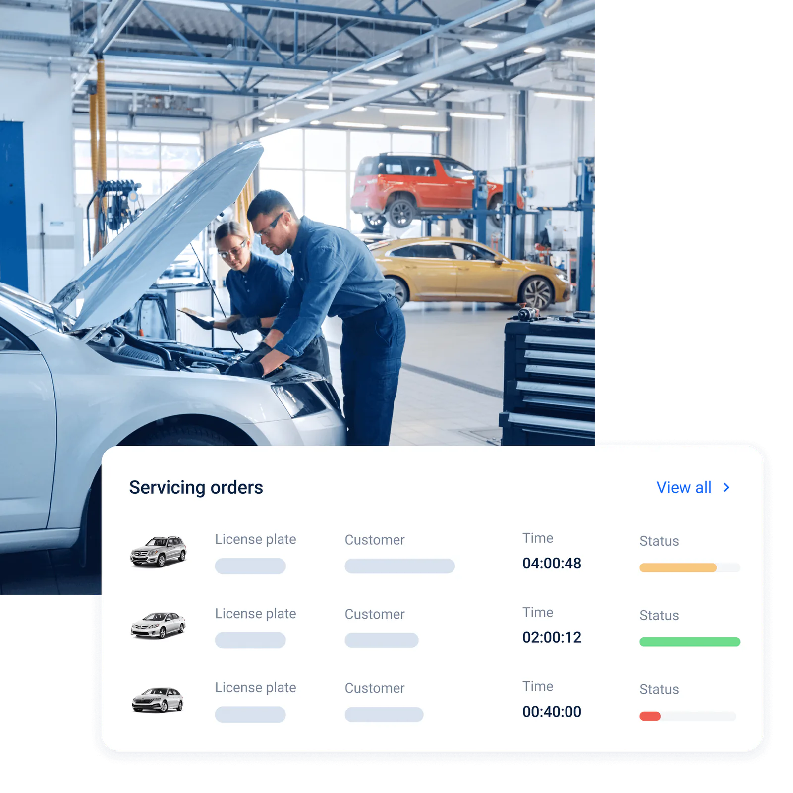 Servicing orders with time tracking