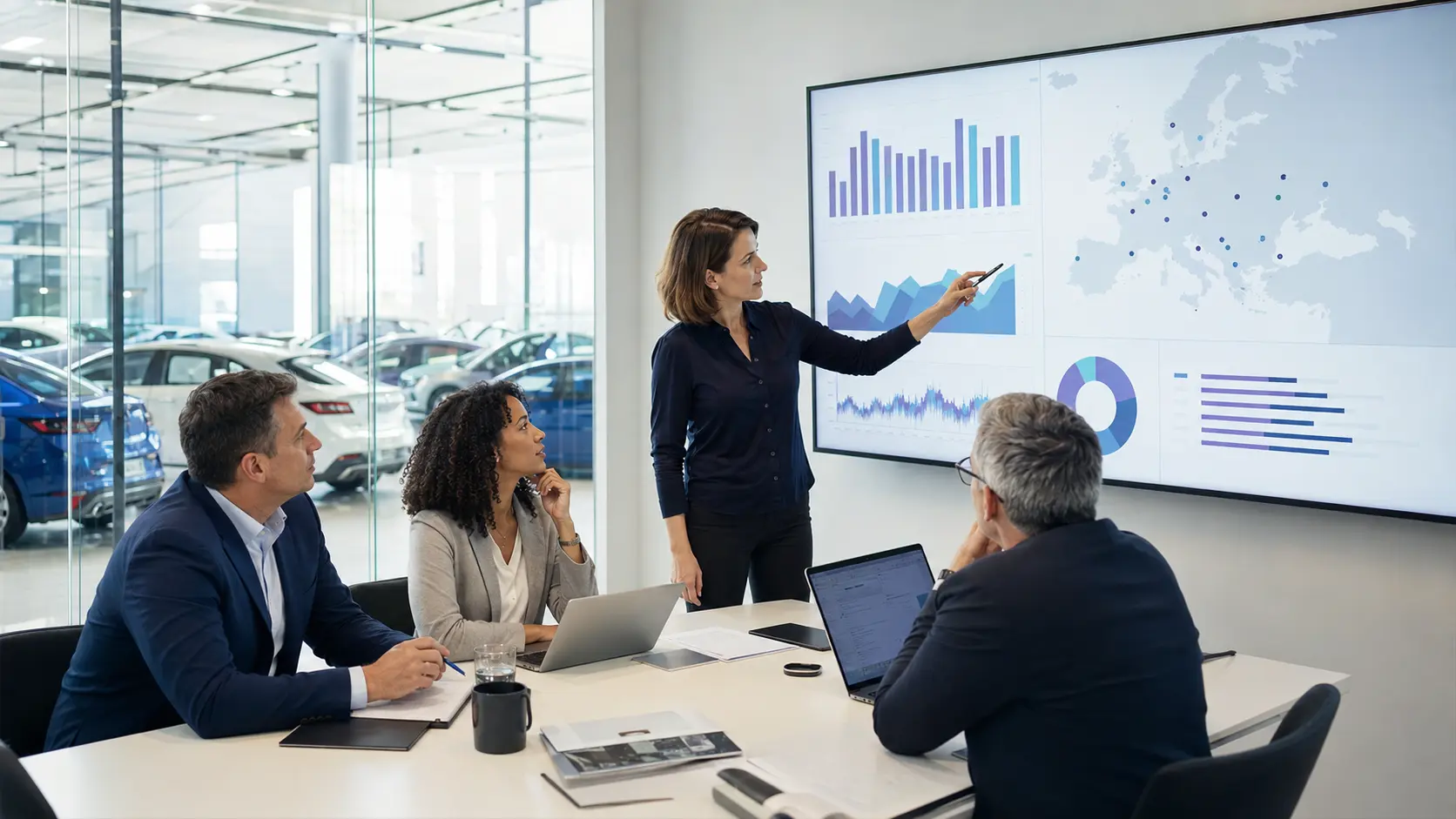 Dealer group leadership evaluating software capabilities across multiple rooftops