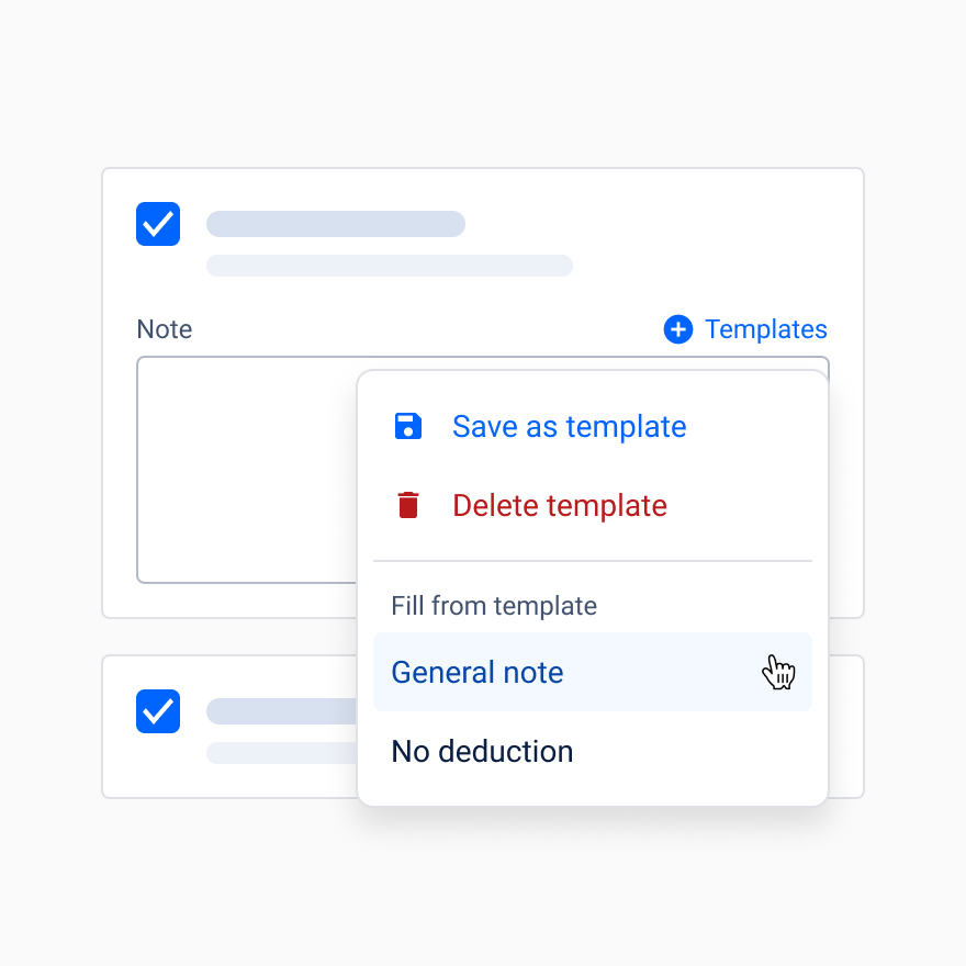 Saving text fields as templates